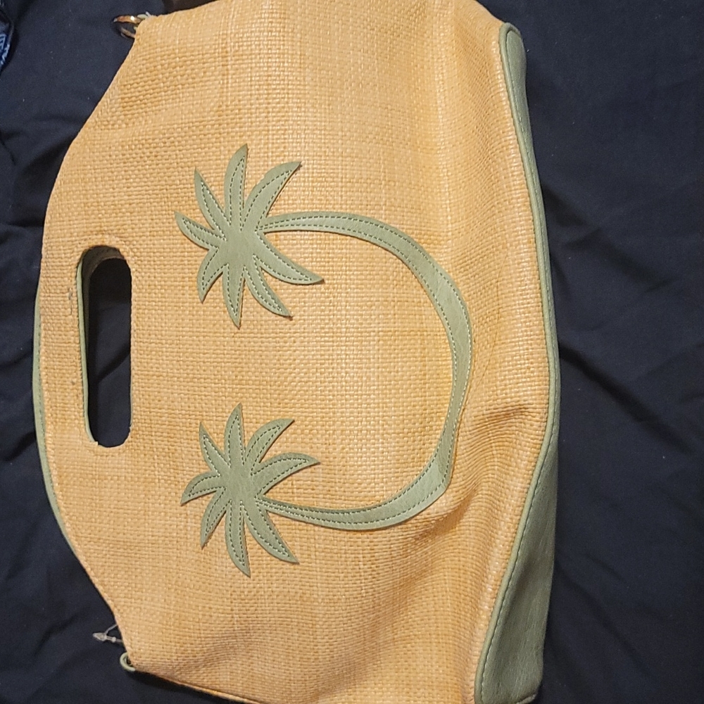 Festival straw woven leather strap crossbody